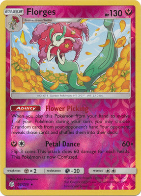 Pokemon Card Cosmic Eclipse 152/236 Florges Reverse Holo Rare