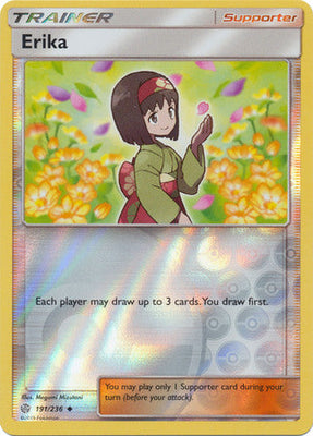 Pokemon Card Cosmic Eclipse 191/236 Erika Supporter Reverse Holo Uncommon