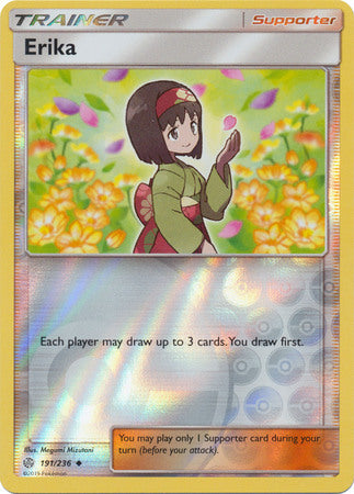 <transcy>Pokemon Card Cosmic Eclipse 191/236 Erika Supporter Reverse Holo Gelegentlich</transcy>