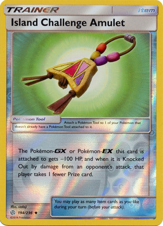 Pokemon Card Cosmic Eclipse 194/236 Island Challenge Amulet Item Reverse Holo Uncommon