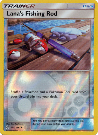 Pokemon Card Cosmic Eclipse 195/236 Lana's Fishing Rod Item Reverse Holo Uncommon