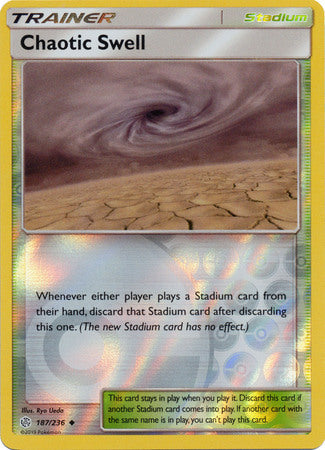 <transcy>Pokemon Card Cosmic Eclipse 187/236 Chaotic Swell Stadium Reverse Holo Usædvanlig</transcy>