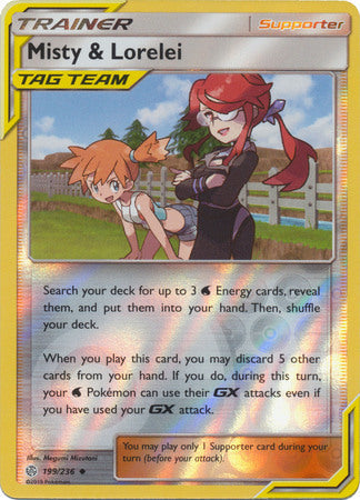 <transcy>Pokemon Card Cosmic Eclipse 199/236 Misty &amp; Lorelei Unterstützer Reverse Holo Gelegentlich</transcy>