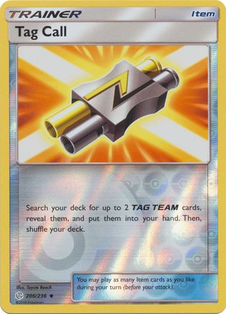 <transcy>Pokemon Card Cosmic Eclipse 206/236 Tag Call Item Reverse Holo Gelegentlich</transcy>