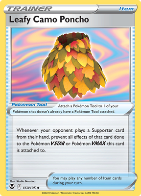 Pokemon Card Silver Tempest 160/195 Leafy Camo Poncho Item Uncommon *MINT*