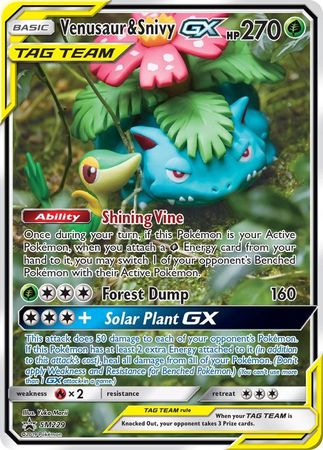 Pokemon Card SM Black Star Promos SM229 Venusaur & Snivy Tag Team GX