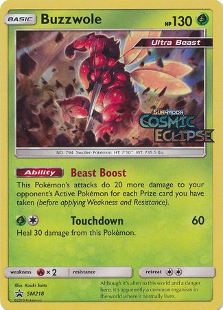 (S) Pokemon Card SM Black Star Promos SM218 Buzzwole Prerelease promo