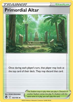 Pokemon Card Silver Tempest 161/195 Primordial Altar Stadium Uncommon *MINT*