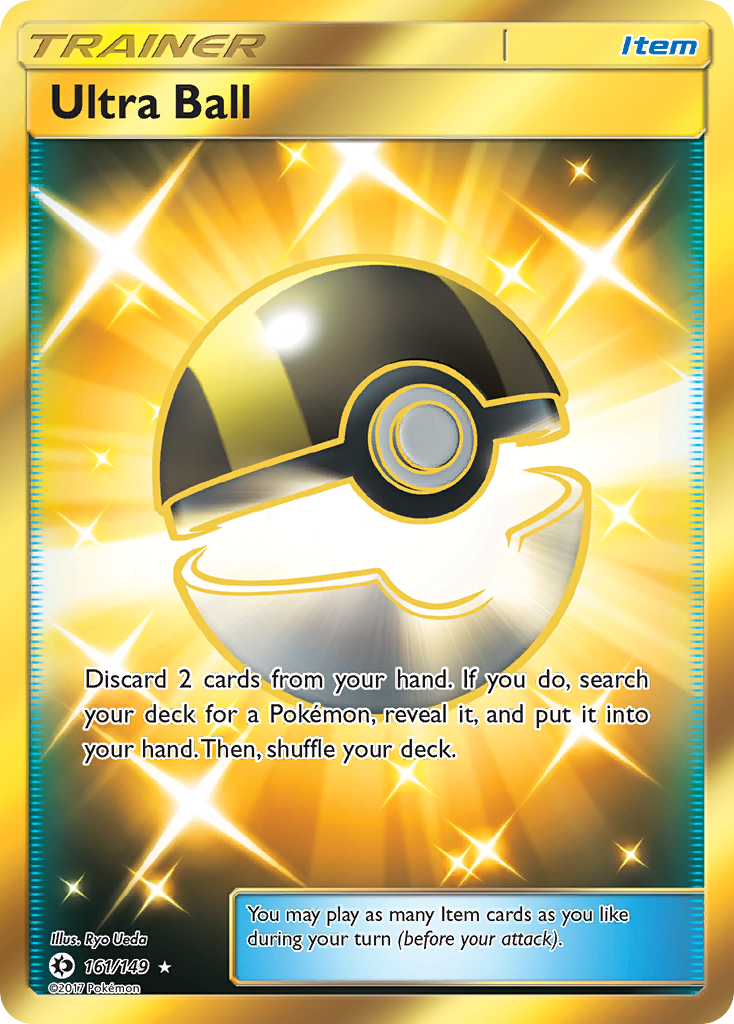 (S) Pokemon Card Sun & Moon 161/149 Ultra Ball Item Secret Rare *MINT*