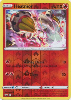Pokemon Card Sword and Shield 026/202 26/202 Heatmor Reverse Holo Uncommon