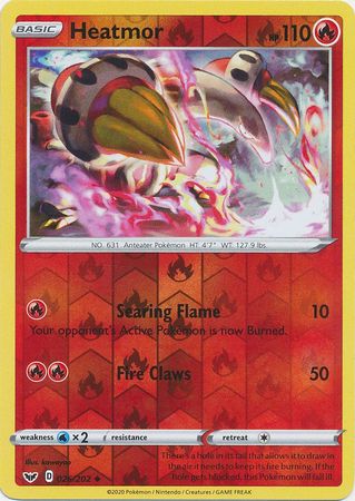 Pokemon Card Sword and Shield 026/202 26/202 Heatmor Reverse Holo Uncommon