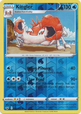 <transcy>Pokemon Card Schwert und Schild 044/202 44/202 Kingler Reverse Holo Gelegentlich</transcy>