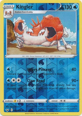 <transcy>Pokemon Card Schwert und Schild 044/202 44/202 Kingler Reverse Holo Gelegentlich</transcy>