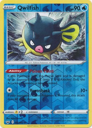 <transcy>Pokemon Card Schwert und Schild 051/202 51/202 Qwilfish Reverse Holo Gelegentlich</transcy>