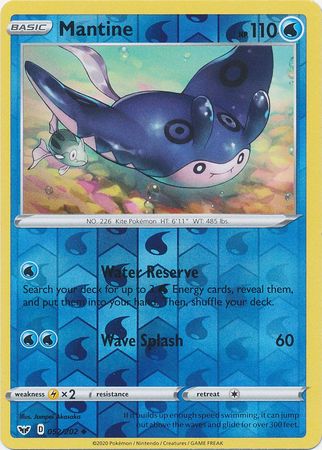 <transcy>بطاقة Pokemon Card Sword and Shield 052/202 52/202 Mantine Reverse Holo غير شائع</transcy>