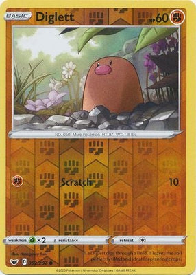 <transcy>Pokemon Card Sword and Shield 092/202 92/202 Diglett Reverse Holo Common</transcy>