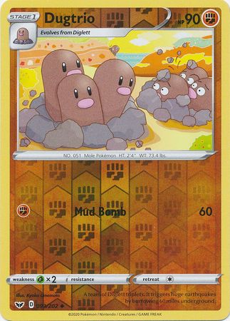 <transcy>لعبة Pokemon Card Sword and Shield 093/202 93/202 Dugtrio Reverse Holo غير شائع</transcy>