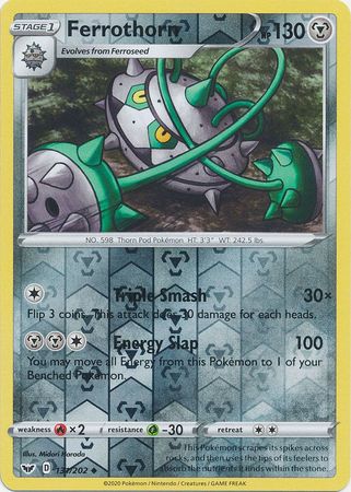 Pokemon Card Sword and Shield 131/202 Ferrothorn Reverse Holo Uncommon