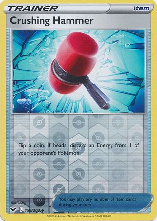 Pokemon Card Sword and Shield 159/202 Crushing Hammer item Reverse Holo Uncommon