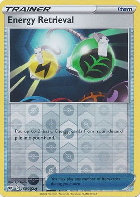 <transcy>Pokemon Card Sword and Shield 160/202 Energy Retrieval item Reverse Holo Ikke almindelig</transcy>