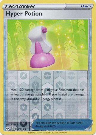 Pokemon Card Sword and Shield 166/202 Hyper Potion item Reverse Holo Uncommon