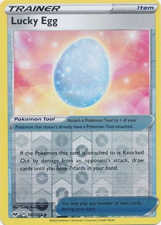 Pokemon Card Sword and Shield 167/202 Lucky Egg item Reverse Holo Uncommon