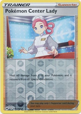 Pokemon Card Sword and Shield 176/202 Pokemon Center Lady Reverse Holo