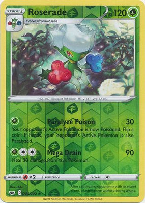 Pokemon Card Sword and Shield 004/202 4/202 Roserade Reverse Holo Rare