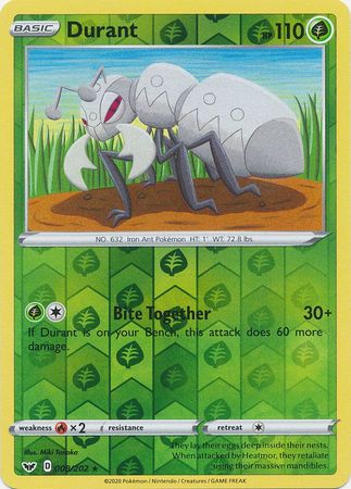 <transcy>Pokemon Card Schwert und Schild 008/202 8/202 Durant Reverse Holo Rare</transcy>