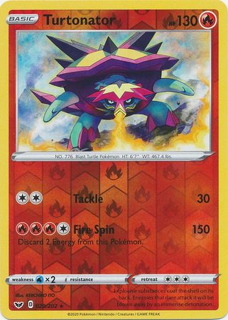 Pokemon Card Sword and Shield 029/202 29/202 Turtonator Reverse Holo Rare