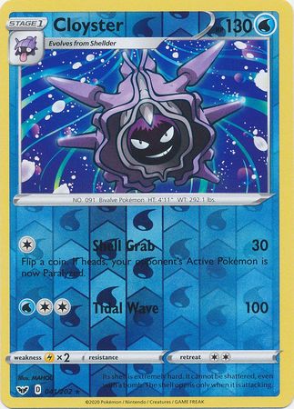 <transcy>Pokemon Card Sword and Shield 041/202 41/202 Cloyster Reverse Holo Sjælden</transcy>