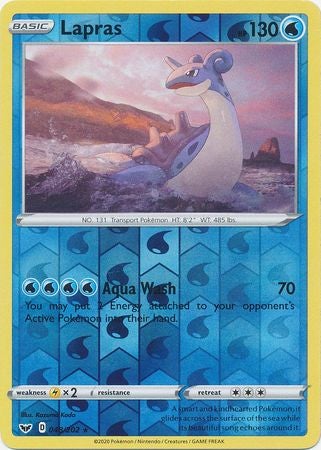 Pokemon Card Sword and Shield 048/202 48/202 Lapras Reverse Holo Rare