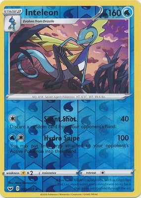 <transcy>Pokemon Card Schwert und Schild 059/202 59/202 Inteleon Reverse Holo Rare</transcy>