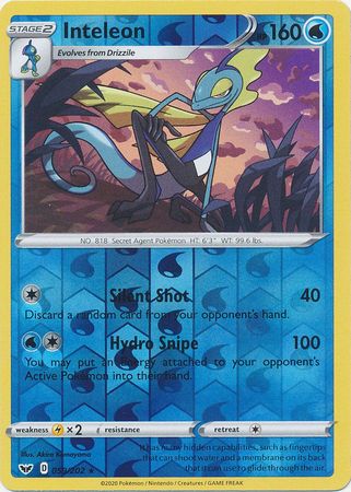 <transcy>لعبة Pokemon Card Sword and Shield 059/202 59/202 Inteleon Reverse Holo Rare</transcy>