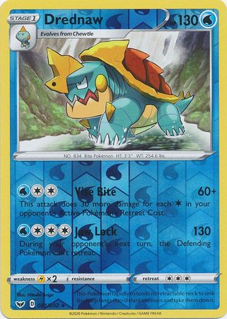 Pokemon Card Sword and Shield 061/202 61/202 Drednaw Reverse Holo Rare