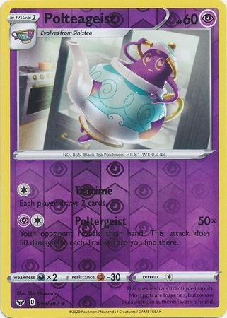 Pokemon Card Sword and Shield 090/202 90/202 Polteageist Reverse Holo Rare