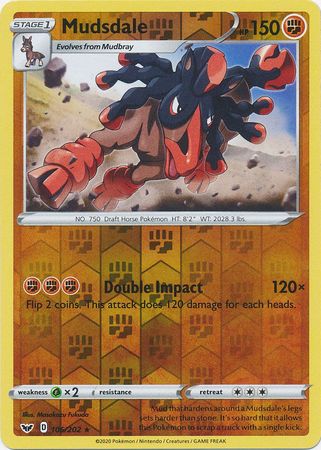 <transcy>Pokemon Card Sword and Shield 106/202 Mudsdale Reverse Holo Sjælden</transcy>