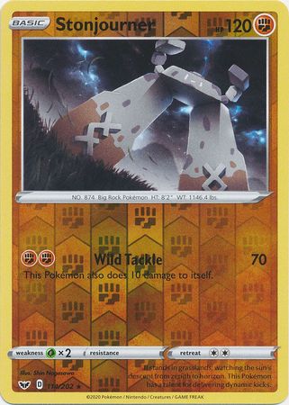 <transcy>Pokemon Card Sword and Shield 114/202 Stonjourner Reverse Holo Sjælden</transcy>