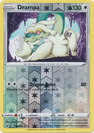 Pokemon Card Sword and Shield 149/202 Drampa Reverse Holo Rare