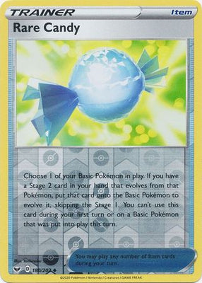Pokemon Card Sword and Shield 180/202 Rare Candy item Reverse Holo Uncommon