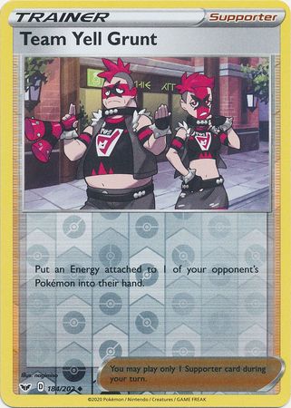 Pokemon Card Sword and Shield 184/202 Team Yell Grunt supporter Reverse Holo