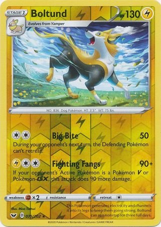 <transcy>Pokemon Card Schwert und Schild 075/202 75/202 Boltund Reverse Holo Rare</transcy>