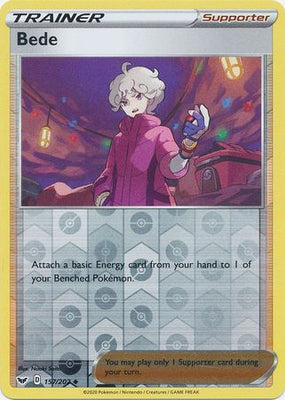 Pokemon Card Sword and Shield 157/202 Bede supporter Reverse Holo Uncommon