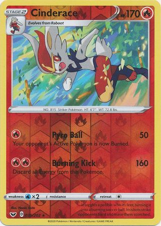 Pokemon Card Sword and Shield 035/202 35/202 Cinderace Reverse Holo Rare