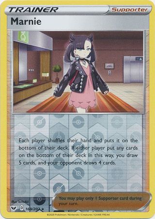 Pokemon Card Sword and Shield 169/202 Marnie supporter Reverse Holo Rare