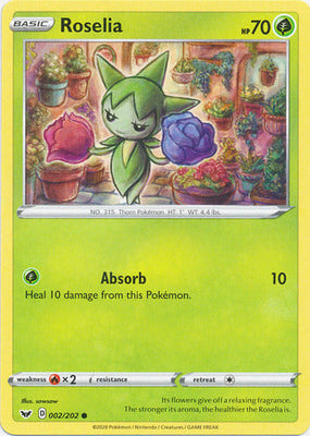 <transcy>Pokemon Card Schwert und Schild 002/202 2/202 Roselia Common</transcy>