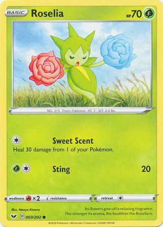 <transcy>Pokemon Card Schwert und Schild 003/202 3/202 Roselia Common</transcy>