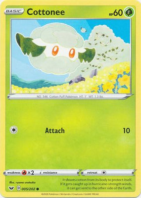 Pokemon Card Sword and Shield 005/202 5/202 Cottonee Common