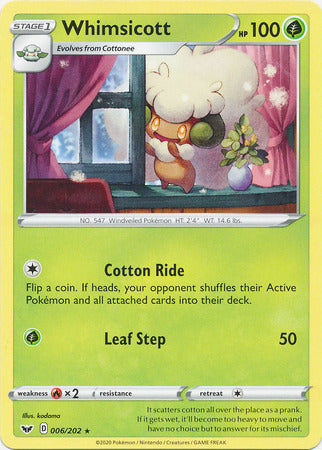 <transcy>Pokemon Card Schwert und Schild 006/202 6/202 Whimsicott Rare</transcy>