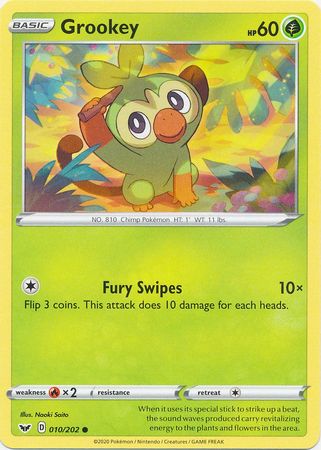 Pokemon Card Sword and Shield 010/202 10/202 Grookey Common